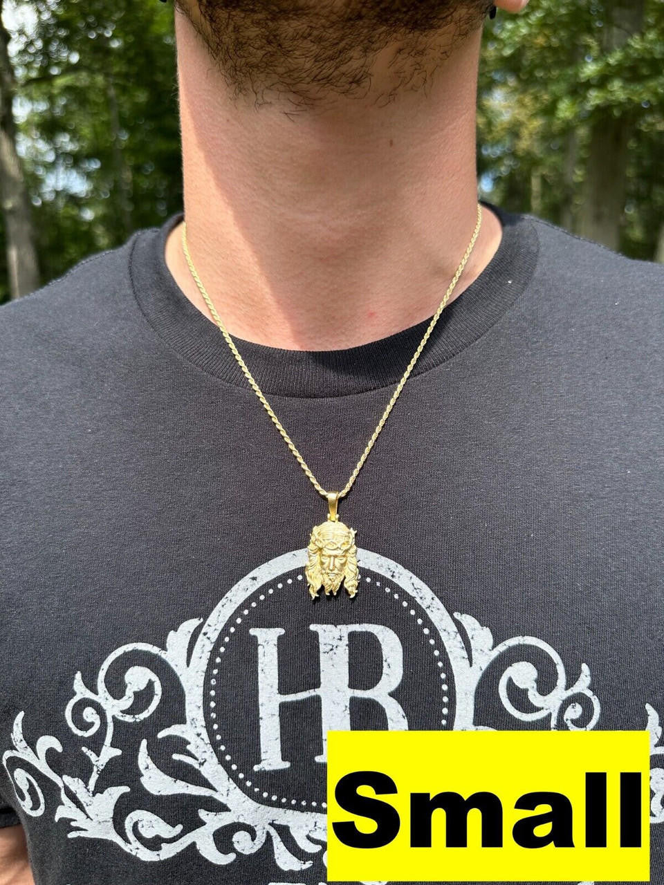 #1 Bestseller Jesus Piece Pendant - Sandblasted Matte Finish 14k Gold Vermeil 925 Silver - 3 Sizes 1.5"-3"