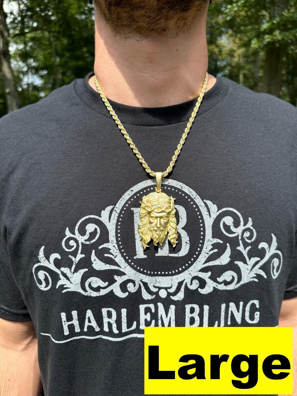 #1 Bestseller Jesus Piece Pendant - Sandblasted Matte Finish 14k Gold Vermeil 925 Silver - 3 Sizes 1.5"-3"
