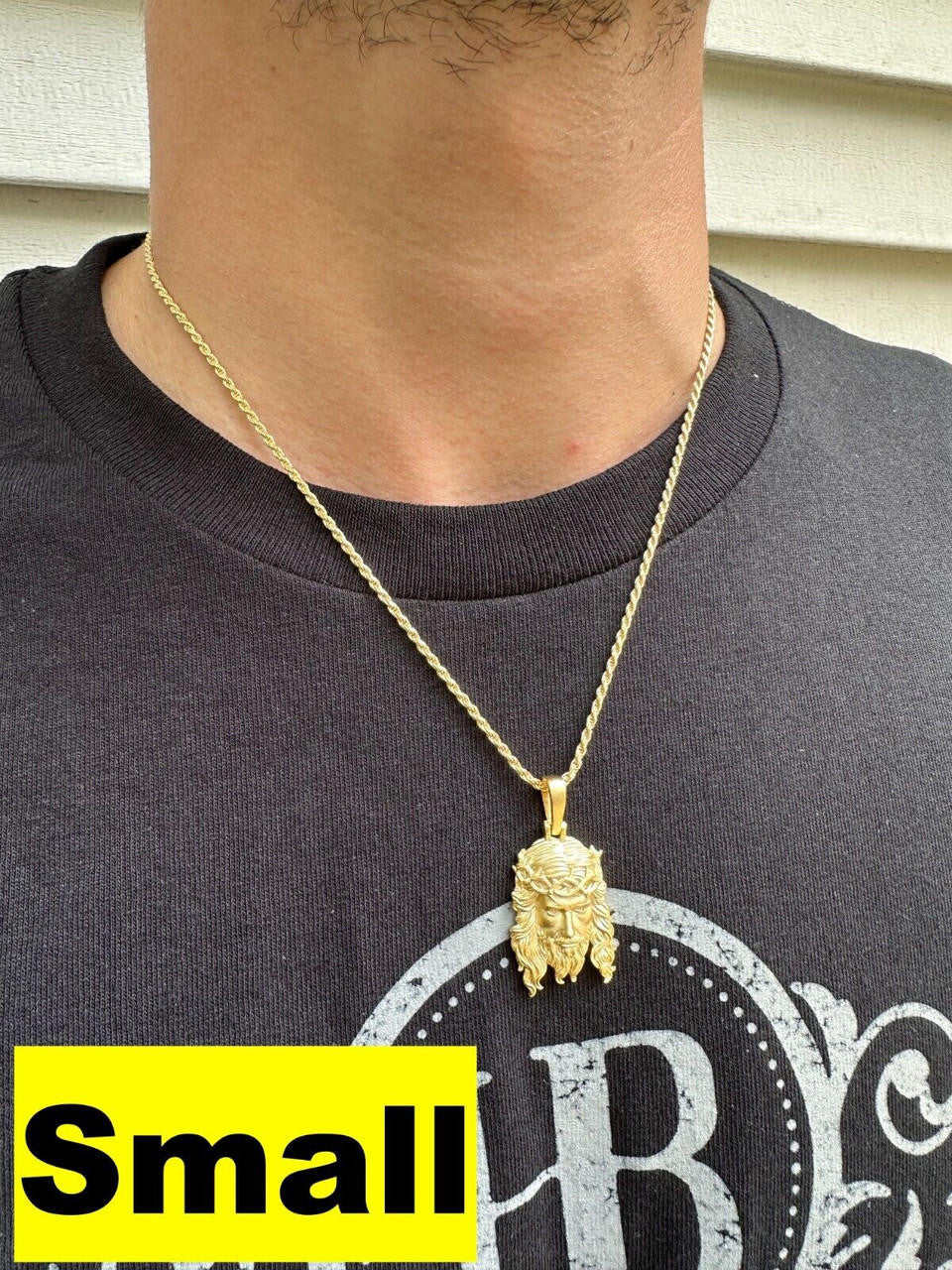 #1 Bestseller Jesus Piece Pendant - Sandblasted Matte Finish 14k Gold Vermeil 925 Silver - 3 Sizes 1.5"-3"