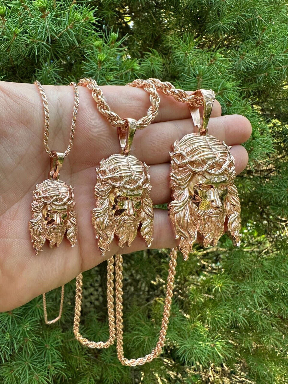 #1 Bestseller Jesus Piece Pendant - 14k Rose Gold Vermeil 925 Silver - 3 Sizes 1.5"-3"