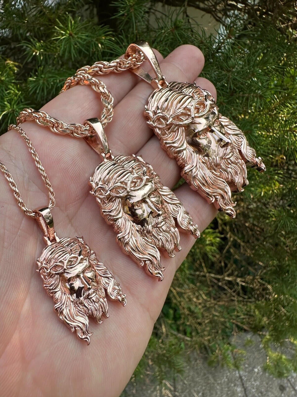 #1 Bestseller Jesus Piece Pendant - 14k Rose Gold Vermeil 925 Silver - 3 Sizes 1.5"-3"