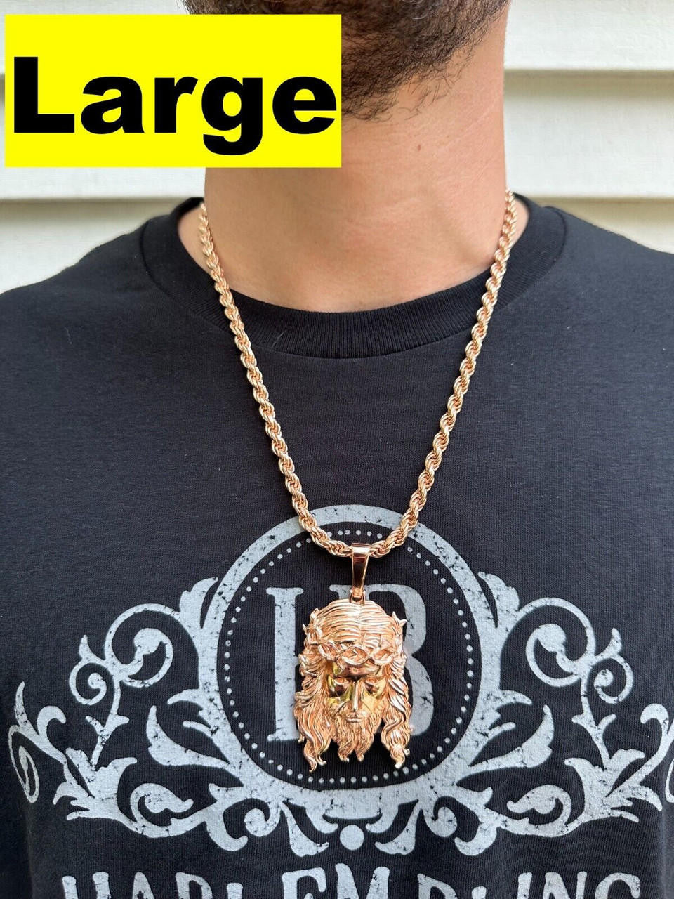 #1 Bestseller Jesus Piece Pendant - 14k Rose Gold Vermeil 925 Silver - 3 Sizes 1.5"-3"