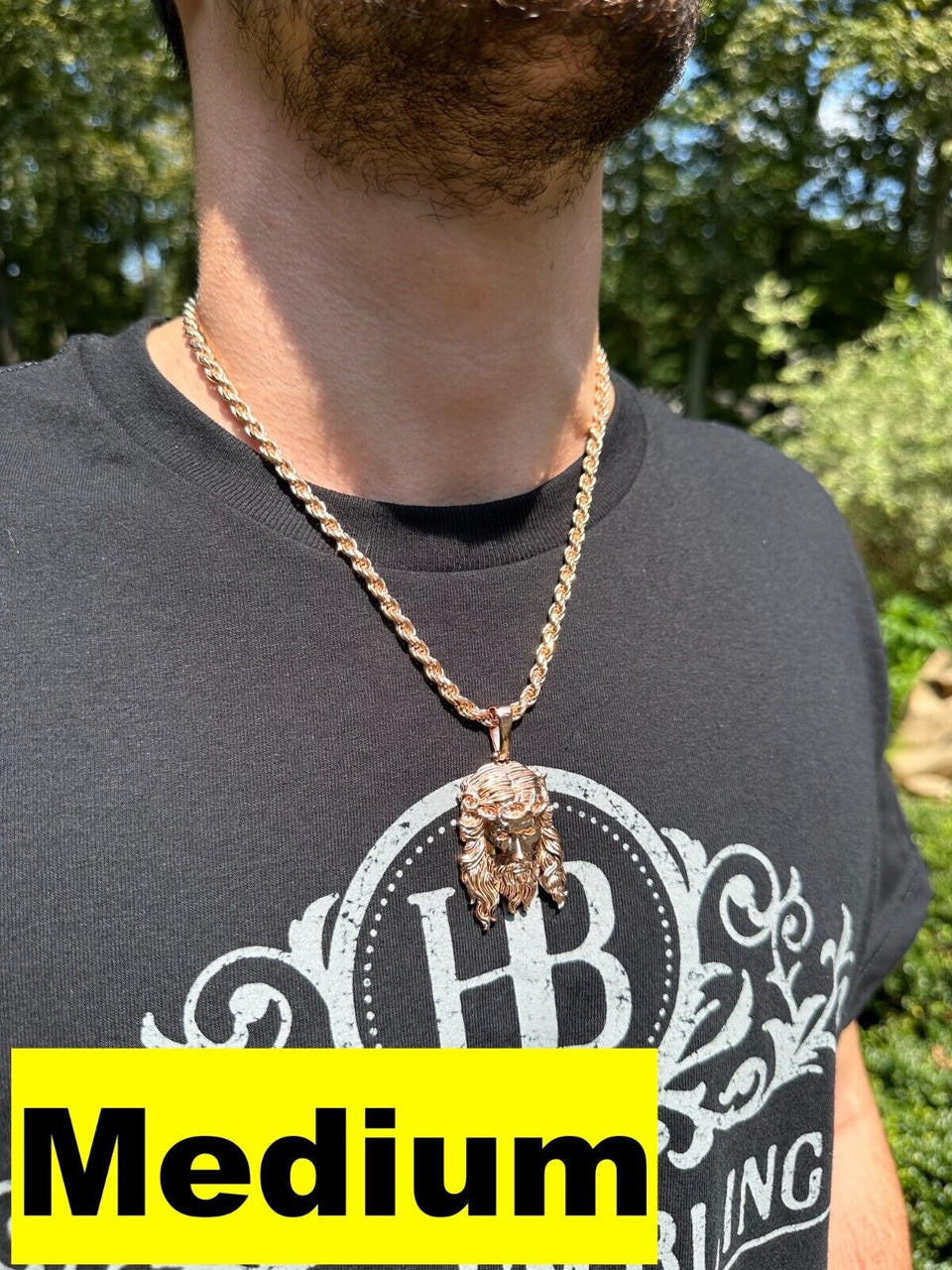 #1 Bestseller Jesus Piece Pendant - 14k Rose Gold Vermeil 925 Silver - 3 Sizes 1.5"-3"