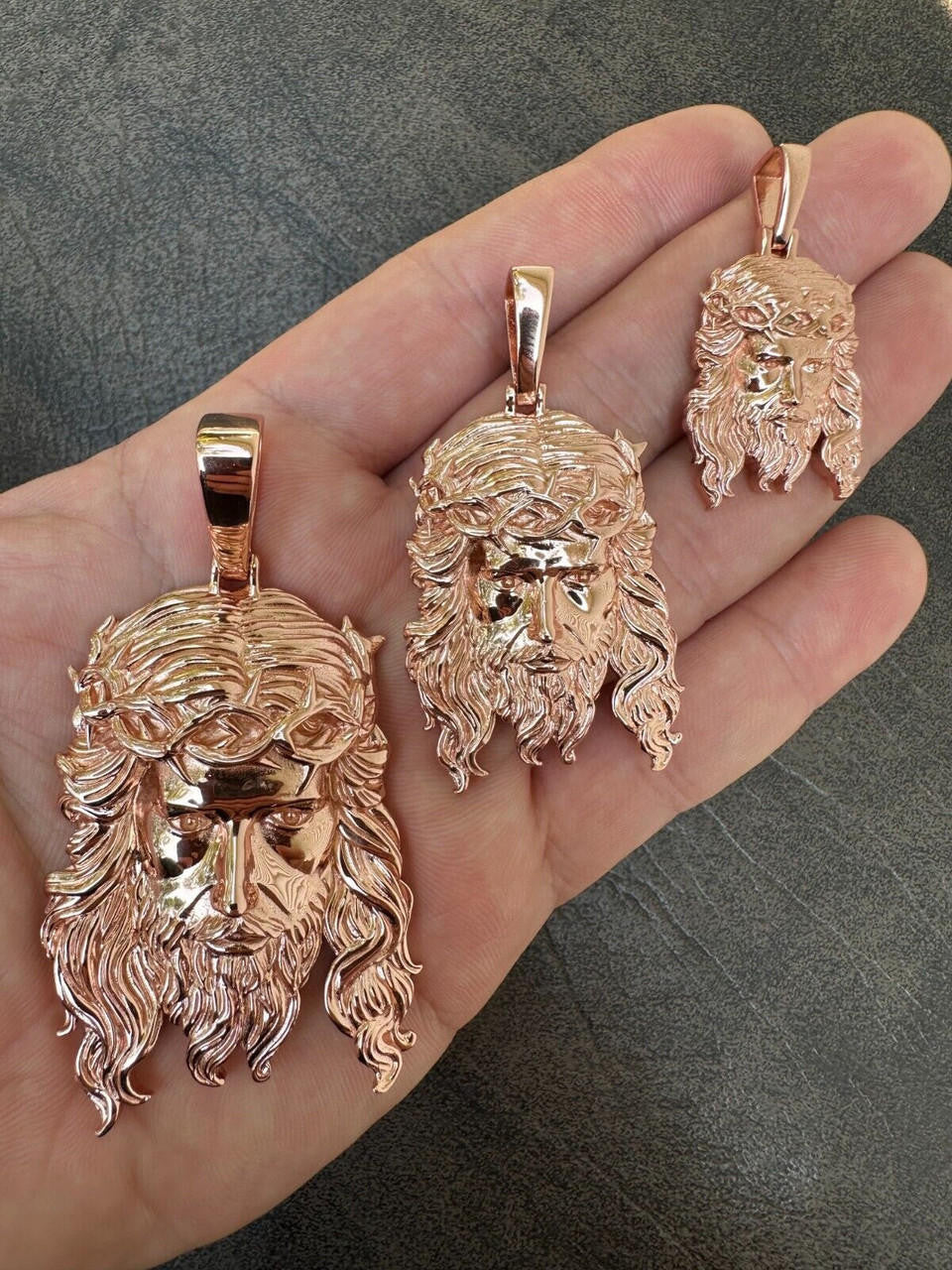 #1 Bestseller Jesus Piece Pendant - 14k Rose Gold Vermeil 925 Silver - 3 Sizes 1.5"-3"