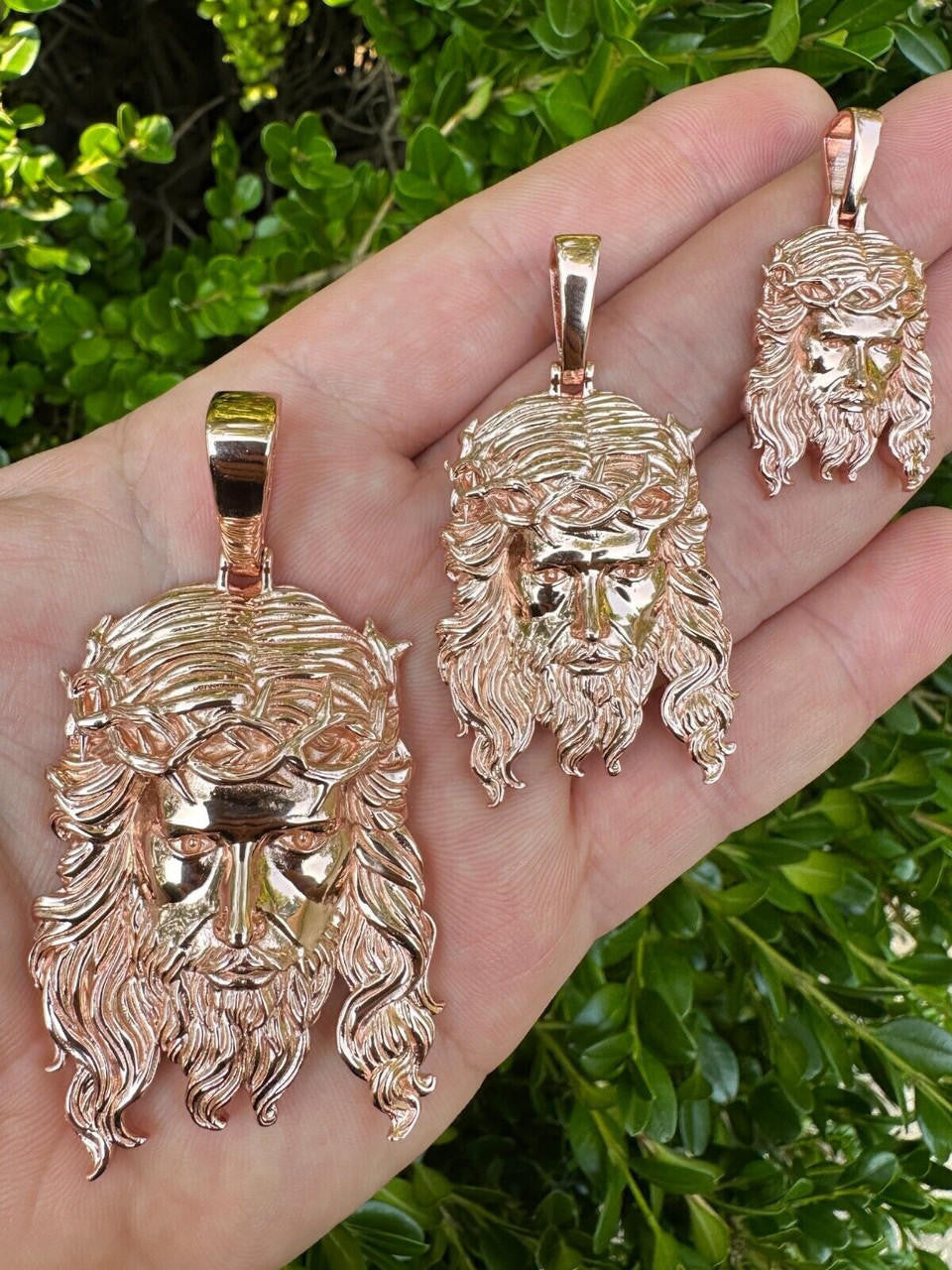 #1 Bestseller Jesus Piece Pendant - 14k Rose Gold Vermeil 925 Silver - 3 Sizes 1.5"-3"