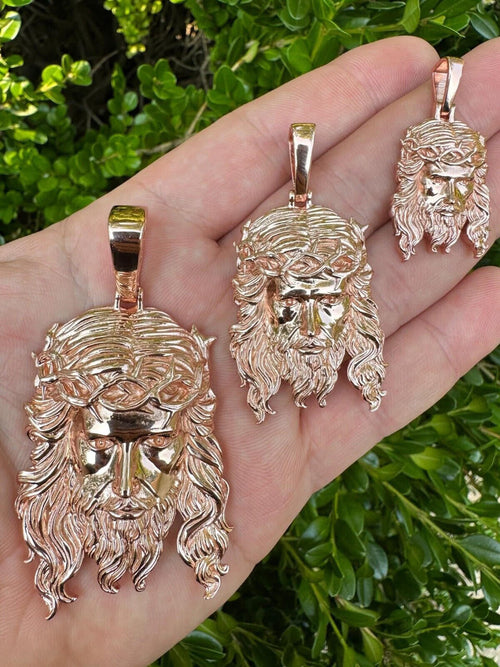#1 Bestseller Jesus Piece Pendant - 14k Rose Gold Vermeil 925 Silver - 3 Sizes 1.5"-3"