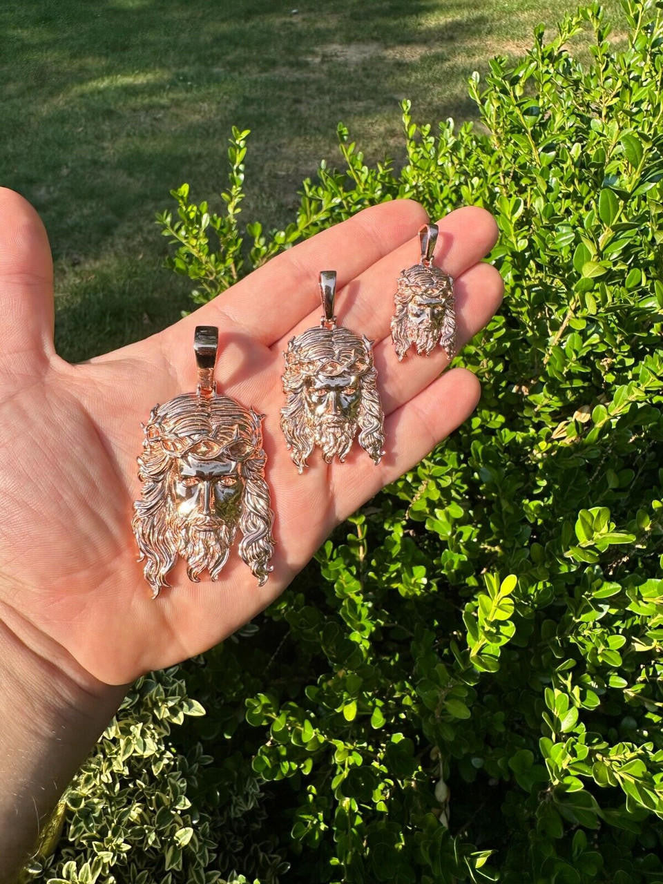 #1 Bestseller Jesus Piece Pendant - 14k Rose Gold Vermeil 925 Silver - 3 Sizes 1.5"-3"