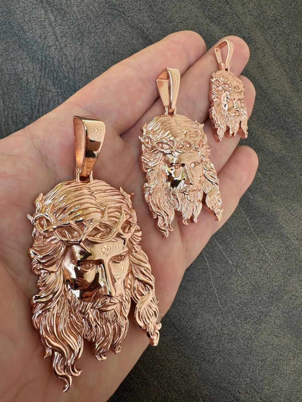 #1 Bestseller Jesus Piece Pendant - 14k Rose Gold Vermeil 925 Silver - 3 Sizes 1.5"-3"