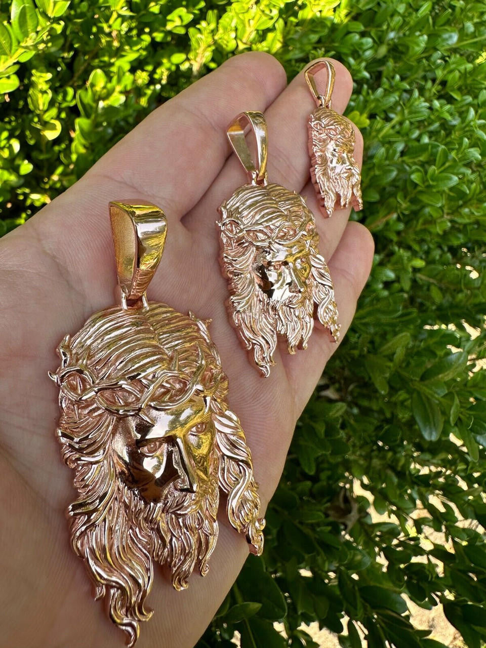 #1 Bestseller Jesus Piece Pendant - 14k Rose Gold Vermeil 925 Silver - 3 Sizes 1.5"-3"