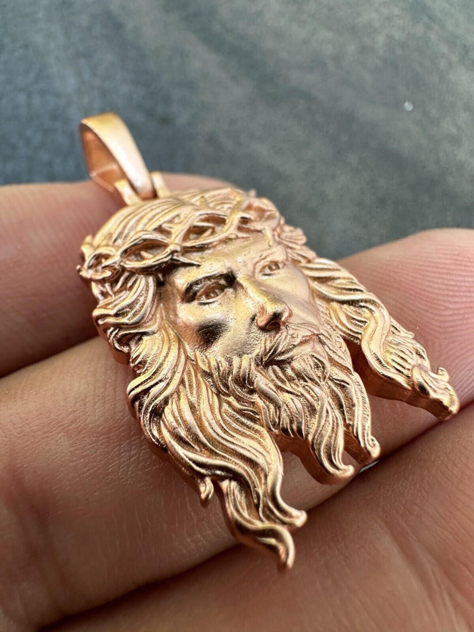#1 Bestseller Jesus Piece Pendant - Sandblasted Matte Finish 14k Rose Gold Vermeil 925 Silver