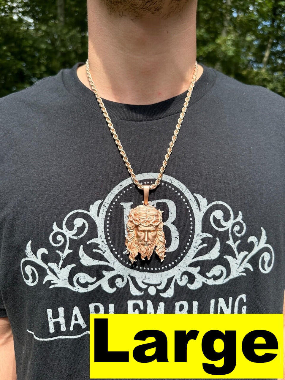#1 Bestseller Jesus Piece Pendant - Sandblasted Matte Finish 14k Rose Gold Vermeil 925 Silver