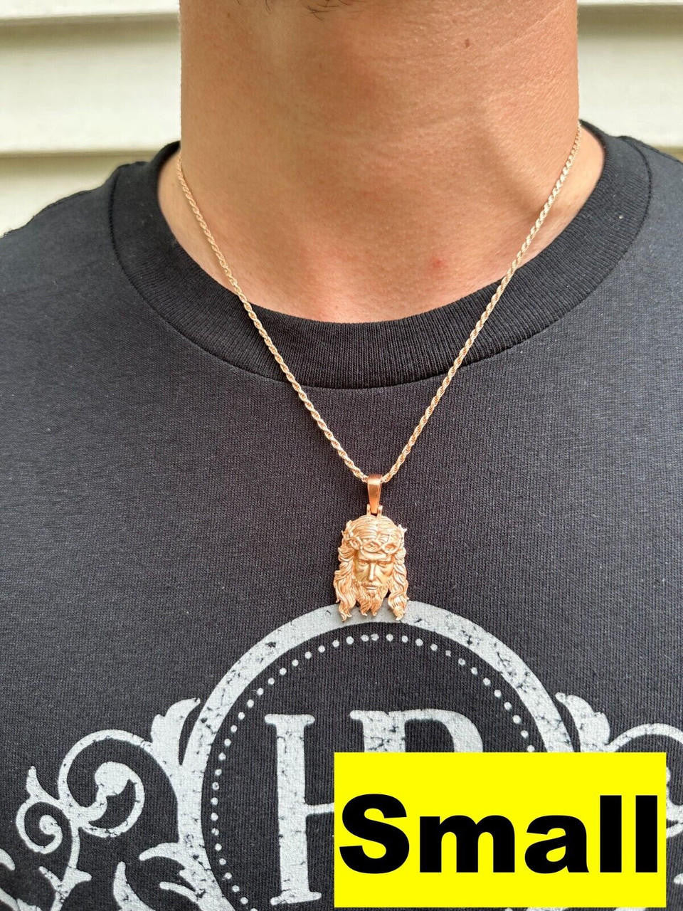 #1 Bestseller Jesus Piece Pendant - Sandblasted Matte Finish 14k Rose Gold Vermeil 925 Silver