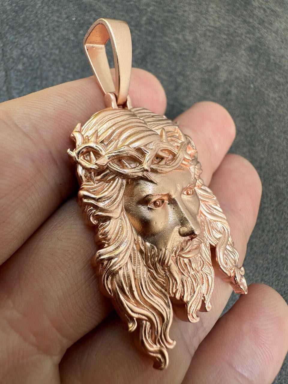 #1 Bestseller Jesus Piece Pendant - Sandblasted Matte Finish 14k Rose Gold Vermeil 925 Silver