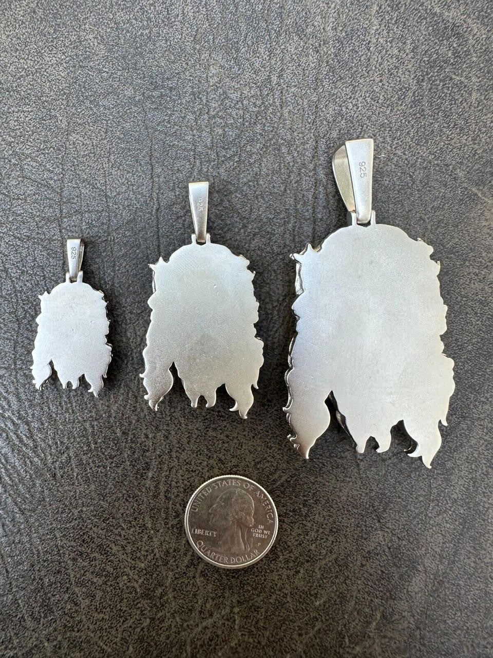 #1 Bestseller Jesus Piece Pendant - Sandblasted Matte Finish 925 Silver - CZ Stones - 3 Sizes 1.5"-3"
