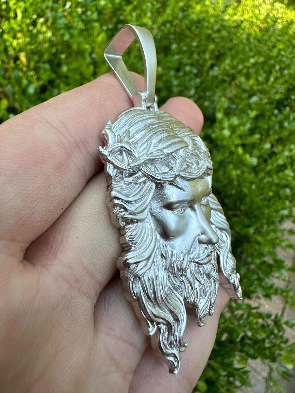 #1 Bestseller Jesus Piece Pendant - Sandblasted Matte Finish 925 Silver - CZ Stones - 3 Sizes 1.5"-3"