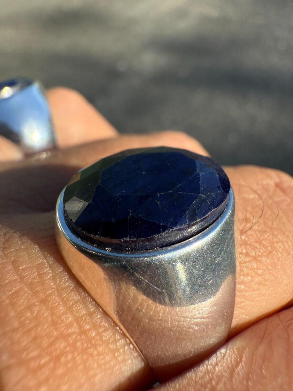 Beverly Hills Swag Ring - 925 Silver - Genuine Blue Sapphire Stone