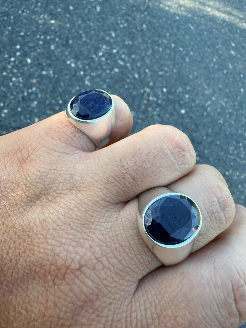 Beverly Hills Swag Ring - 925 Silver - Genuine Blue Sapphire Stone