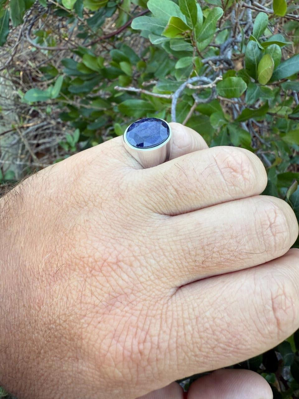 Beverly Hills Swag Ring - 925 Silver - Genuine Blue Sapphire Stone