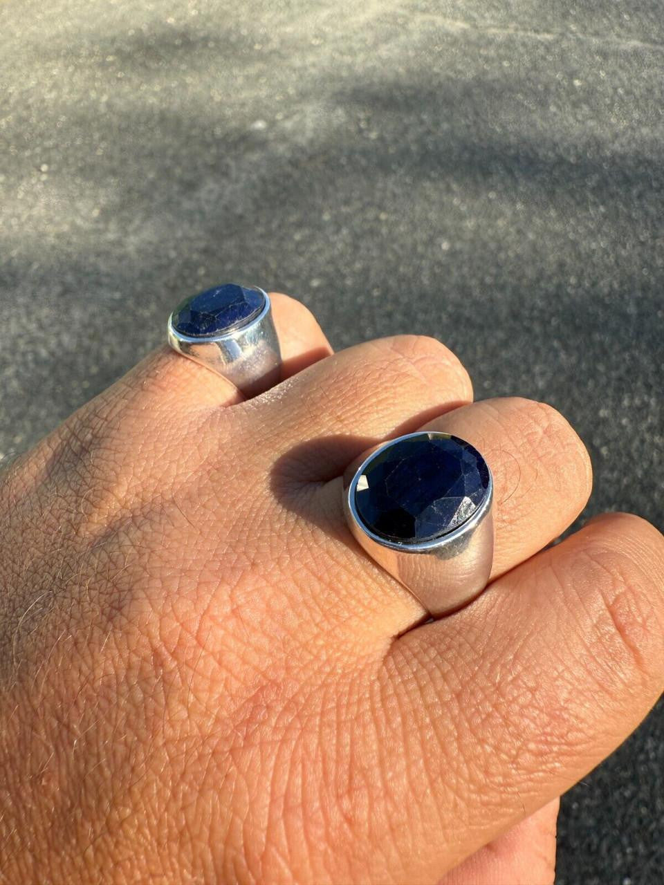 Beverly Hills Swag Ring - 925 Silver - Genuine Blue Sapphire Stone