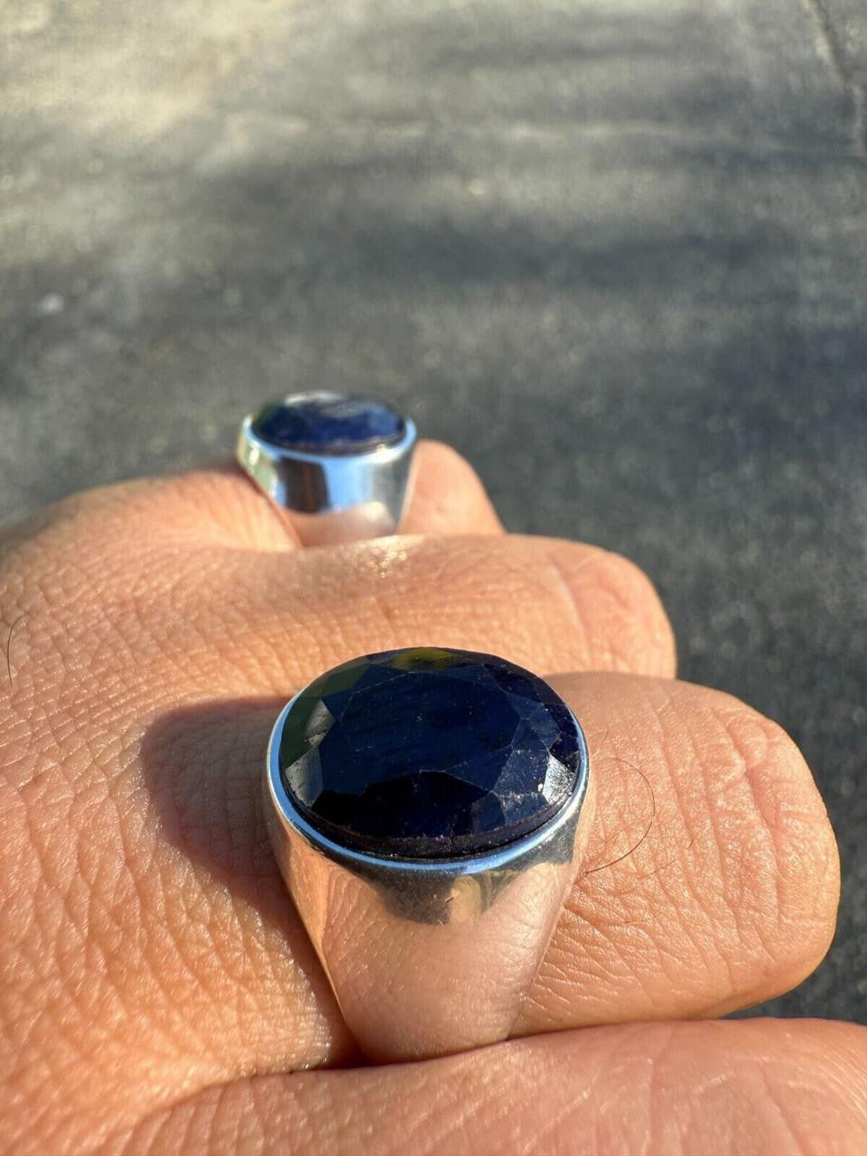 Beverly Hills Swag Ring - 925 Silver - Genuine Blue Sapphire Stone