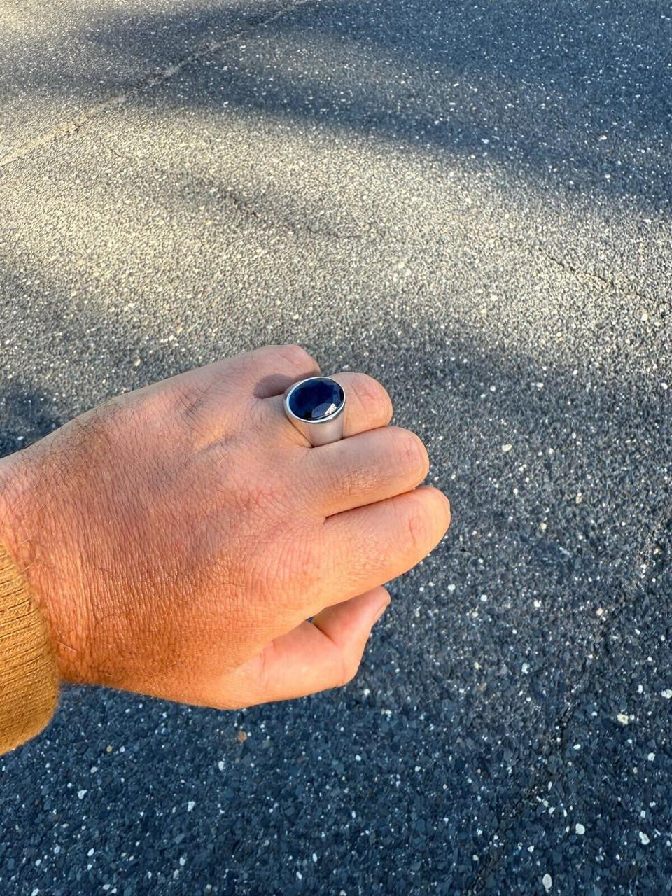Beverly Hills Swag Ring - 925 Silver - Genuine Blue Sapphire Stone
