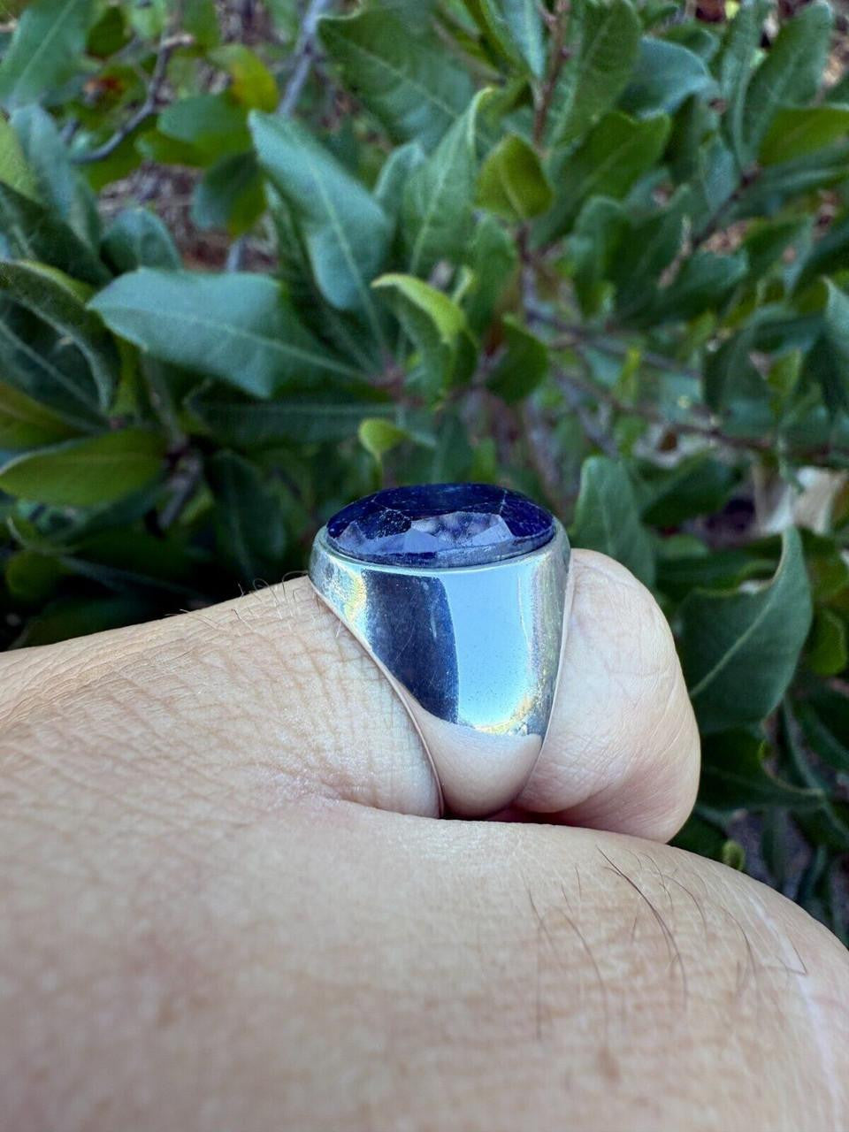 Beverly Hills Swag Ring - 925 Silver - Genuine Blue Sapphire Stone