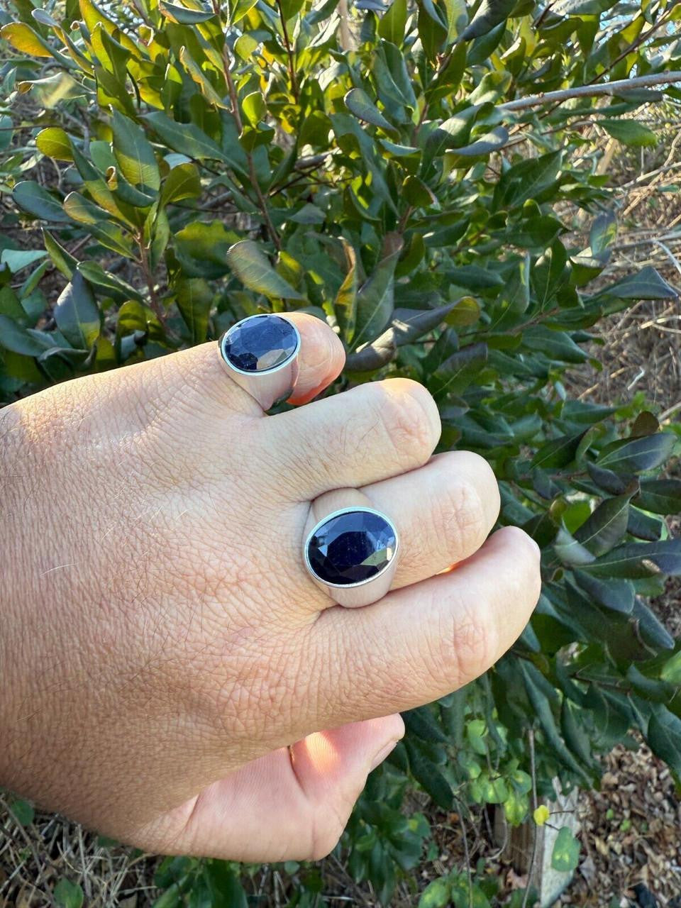 Beverly Hills Swag Ring - 925 Silver - Genuine Blue Sapphire Stone