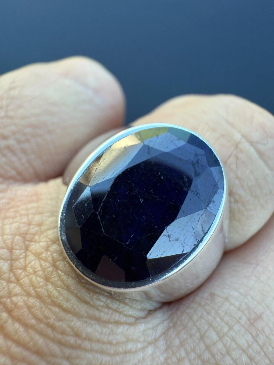 Beverly Hills Swag Ring - 925 Silver - Genuine Blue Sapphire Stone
