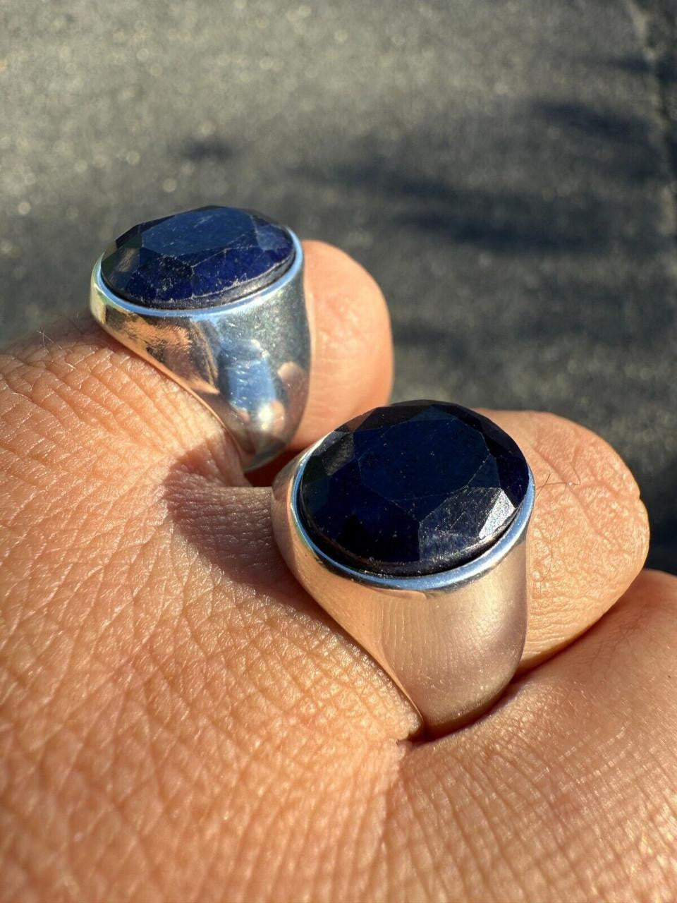 Beverly Hills Swag Ring - 925 Silver - Genuine Blue Sapphire Stone