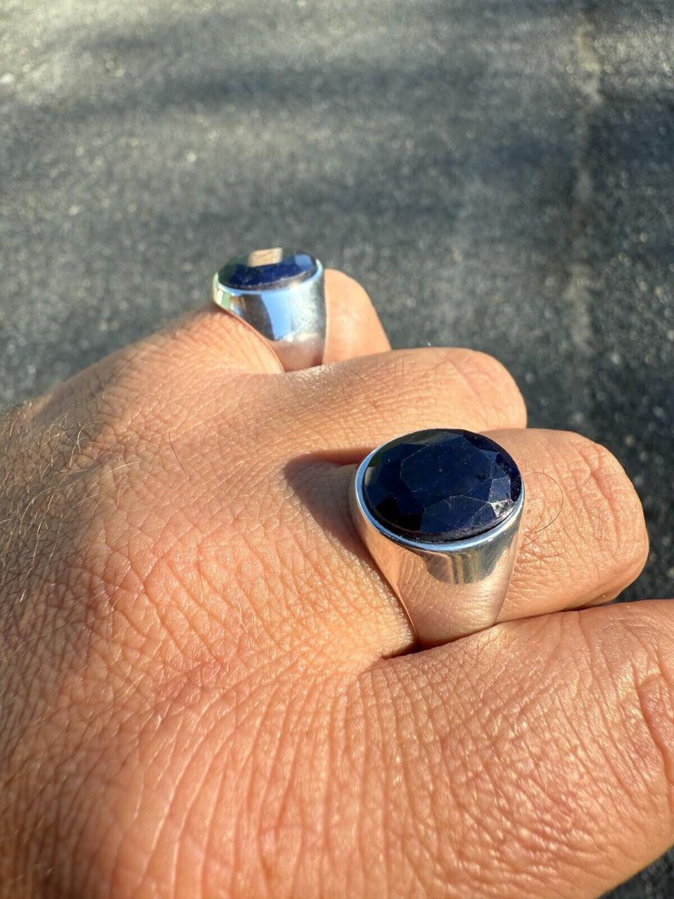 Beverly Hills Swag Ring - 925 Silver - Genuine Blue Sapphire Stone