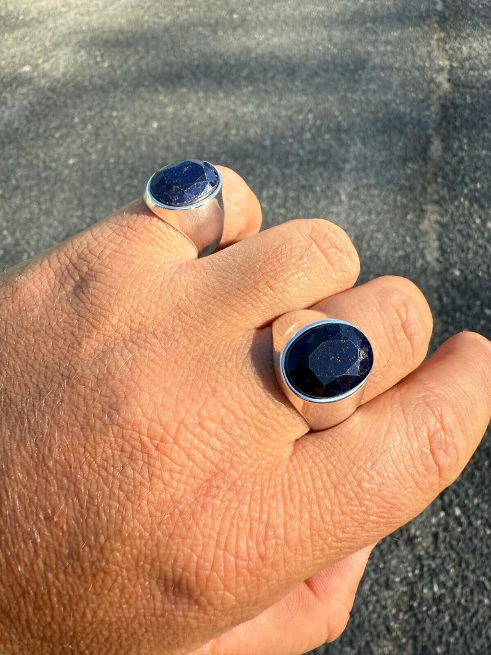 Beverly Hills Swag Ring - 925 Silver - Genuine Blue Sapphire Stone