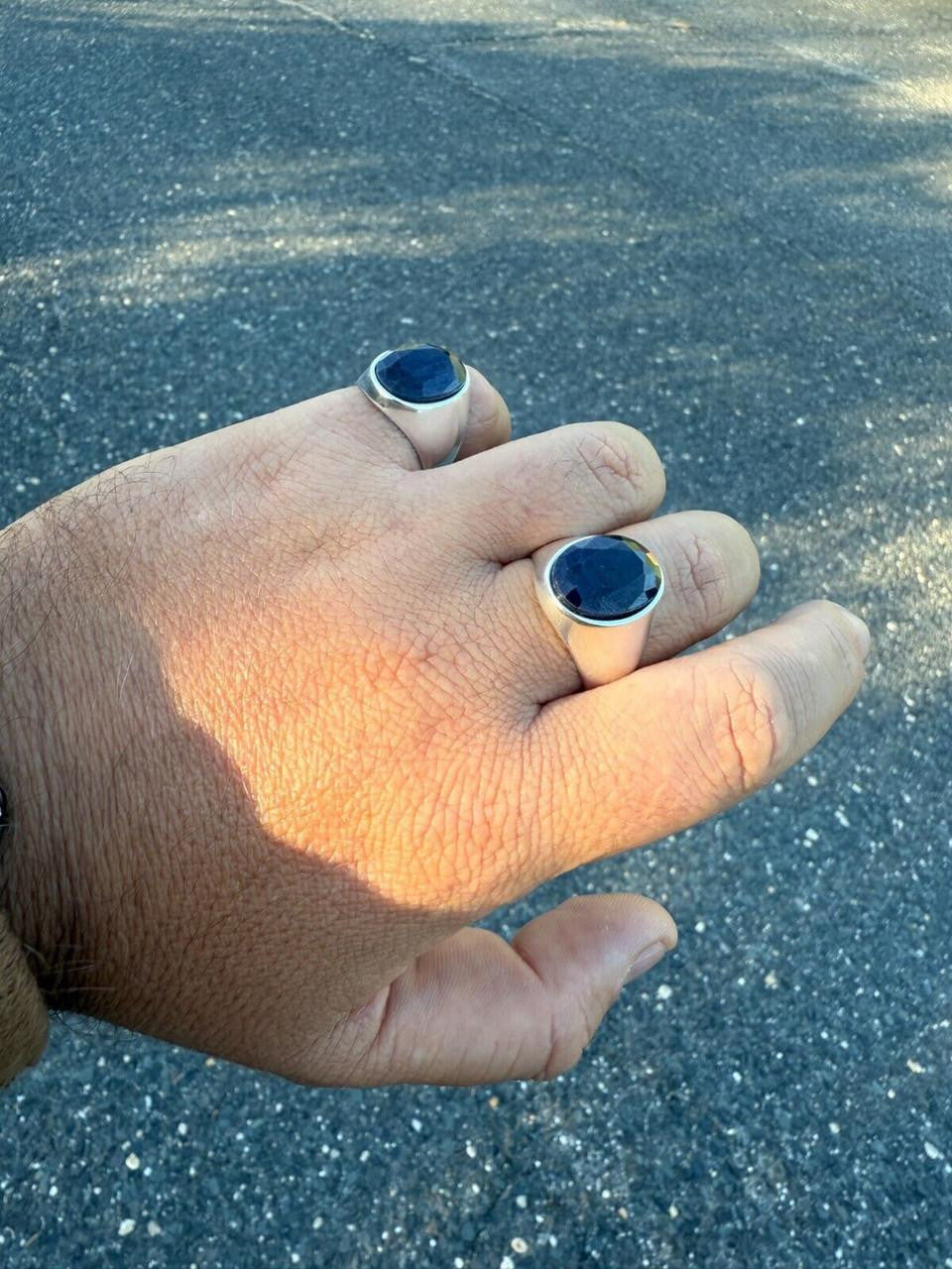 Beverly Hills Swag Ring - 925 Silver - Genuine Blue Sapphire Stone