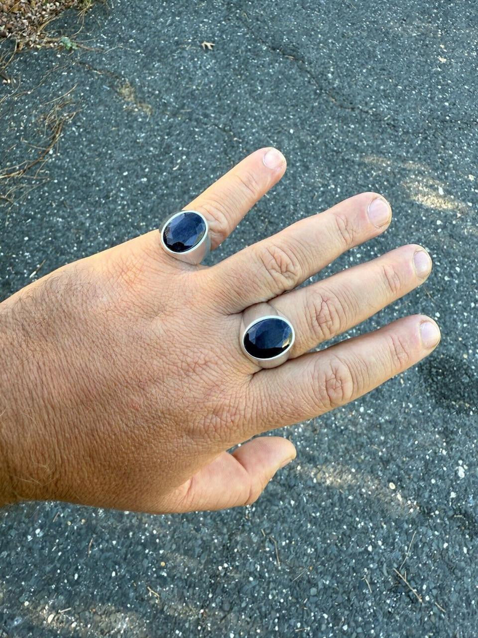 Beverly Hills Swag Ring - 925 Silver - Genuine Blue Sapphire Stone