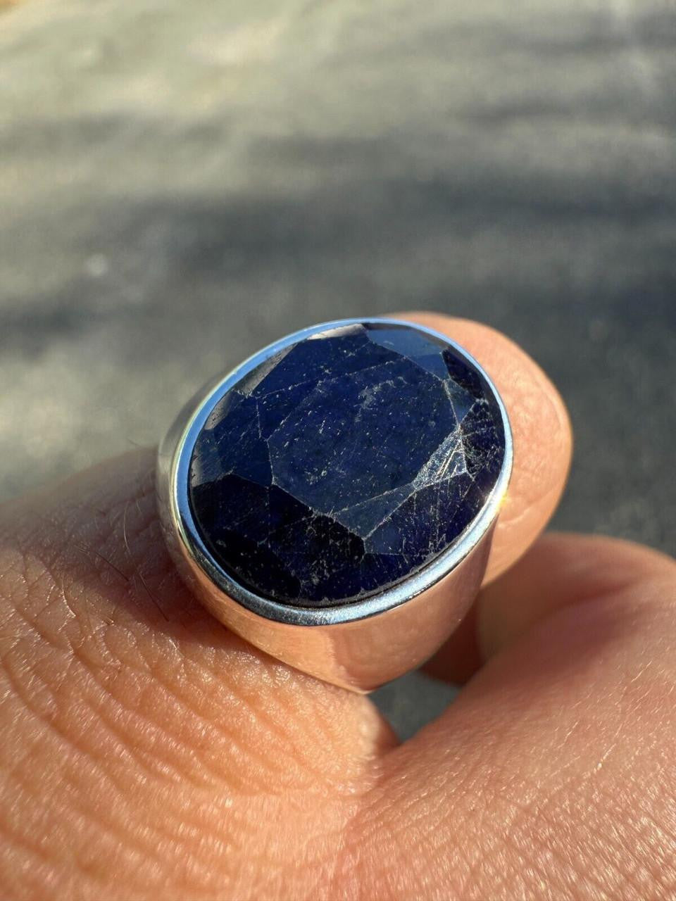 Beverly Hills Swag Ring - 925 Silver - Genuine Blue Sapphire Stone