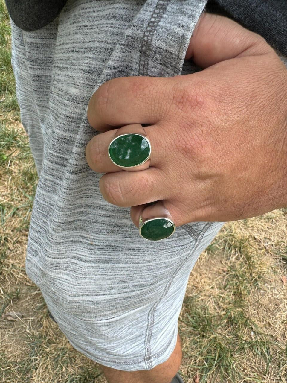 Hollywood Swag Ring - 925 Silver - Genuine Green Emerald Stone
