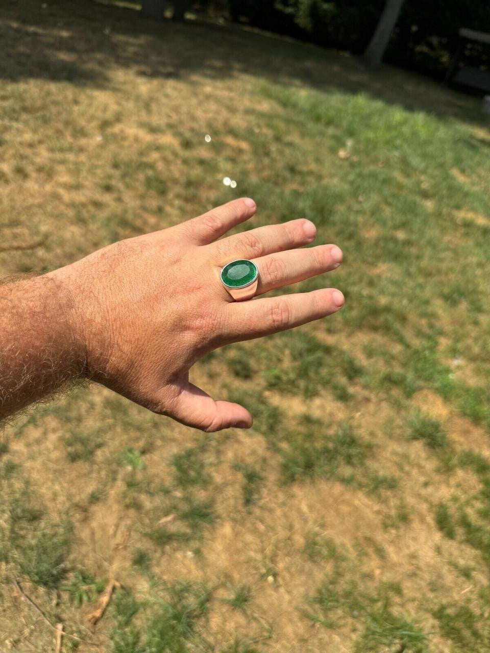 Hollywood Swag Ring - 925 Silver - Genuine Green Emerald Stone
