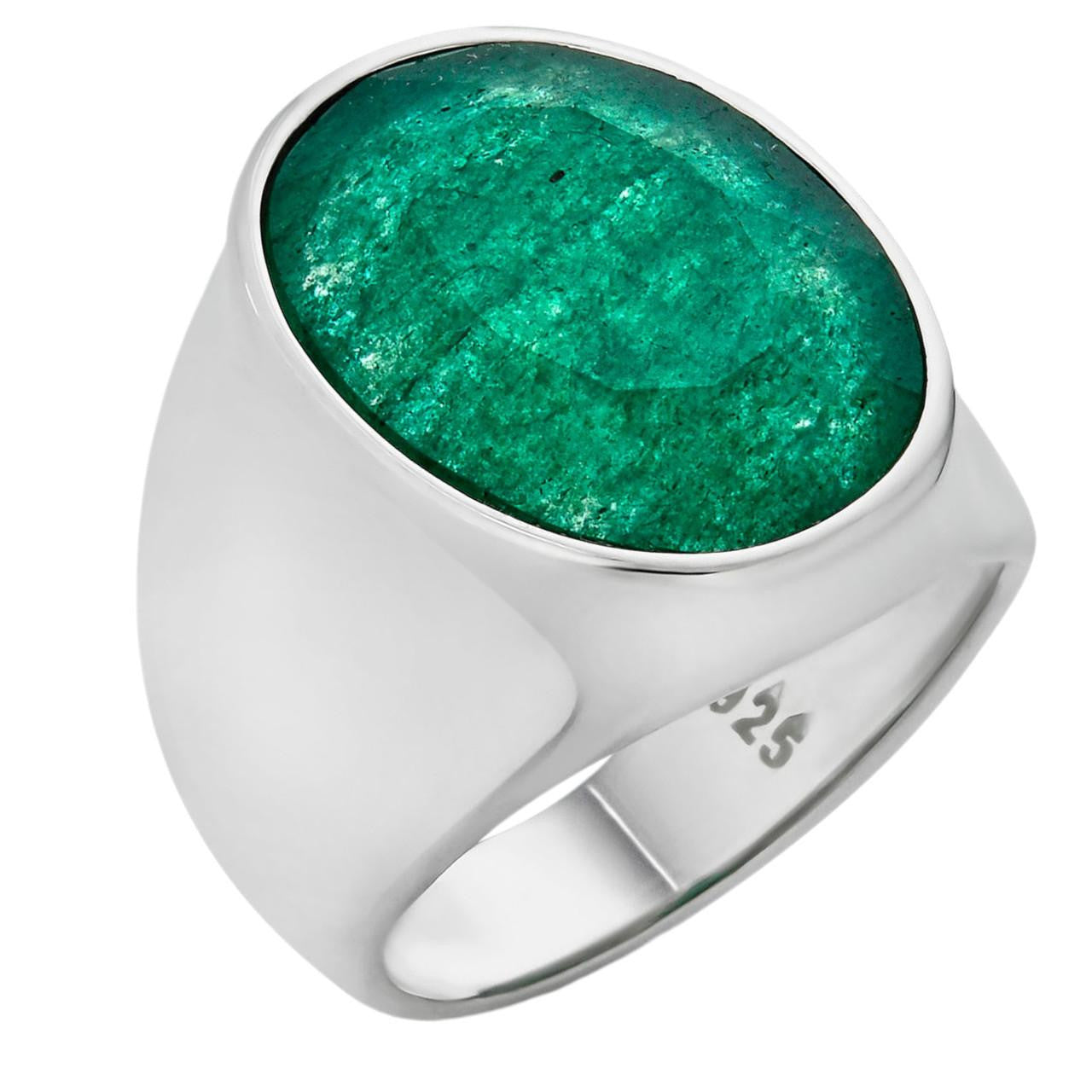 Hollywood Swag Ring - 925 Silver - Genuine Green Emerald Stone
