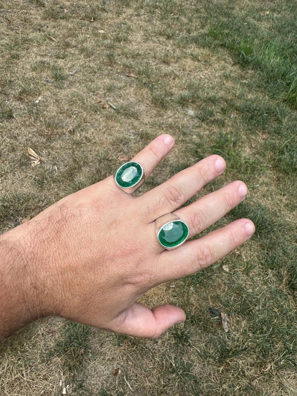 Hollywood Swag Ring - 925 Silver - Genuine Green Emerald Stone