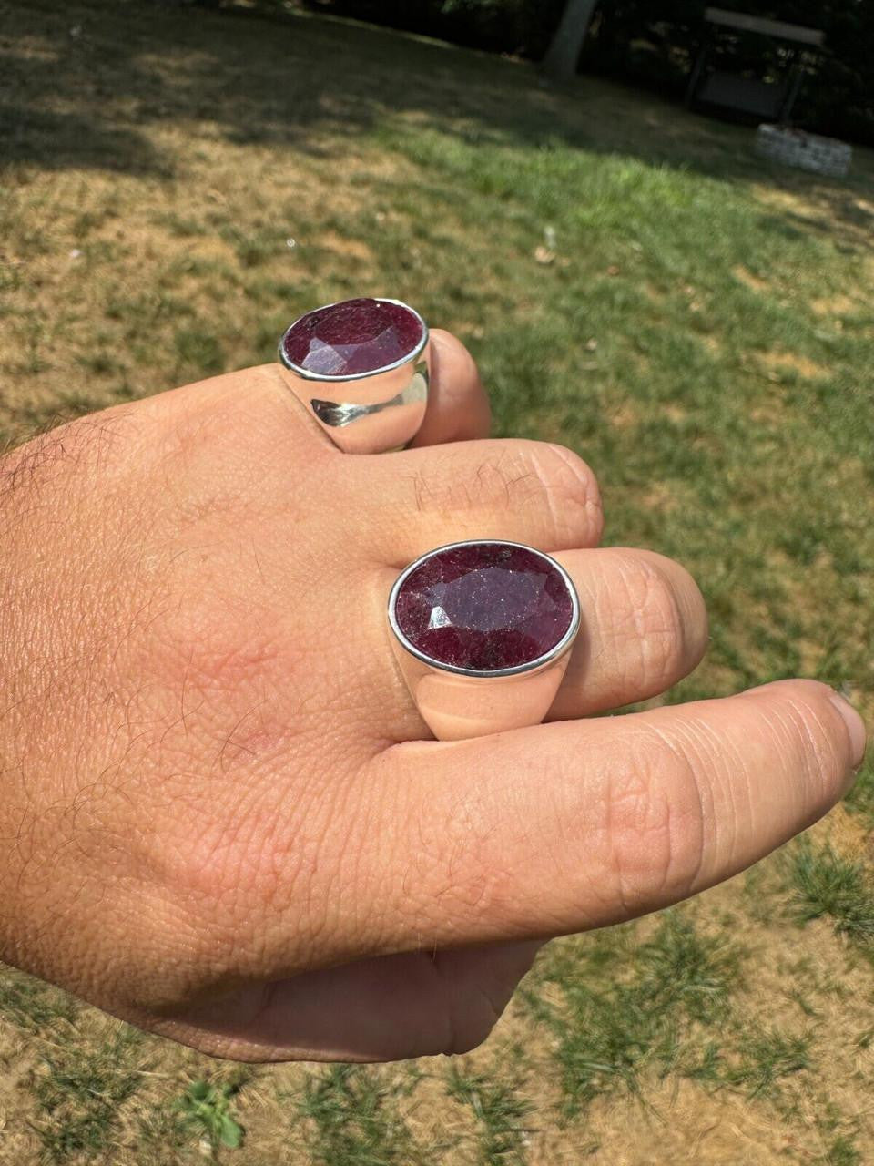 Hollywood Swag Ring - 925 Silver - Genuine Red Ruby Stone
