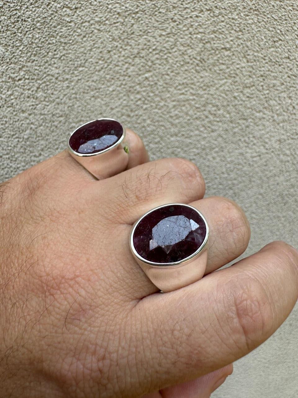 Hollywood Swag Ring - 925 Silver - Genuine Red Ruby Stone