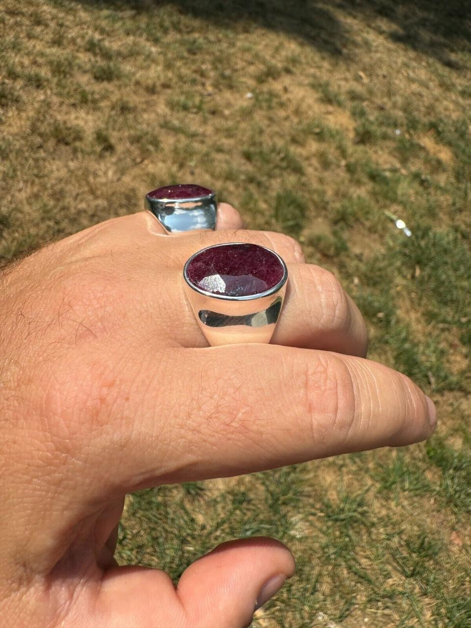 Hollywood Swag Ring - 925 Silver - Genuine Red Ruby Stone