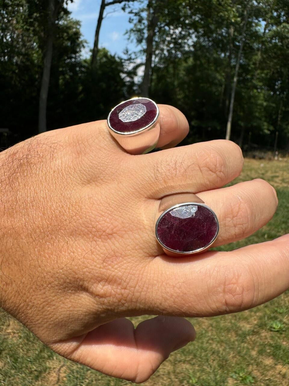 Hollywood Swag Ring - 925 Silver - Genuine Red Ruby Stone