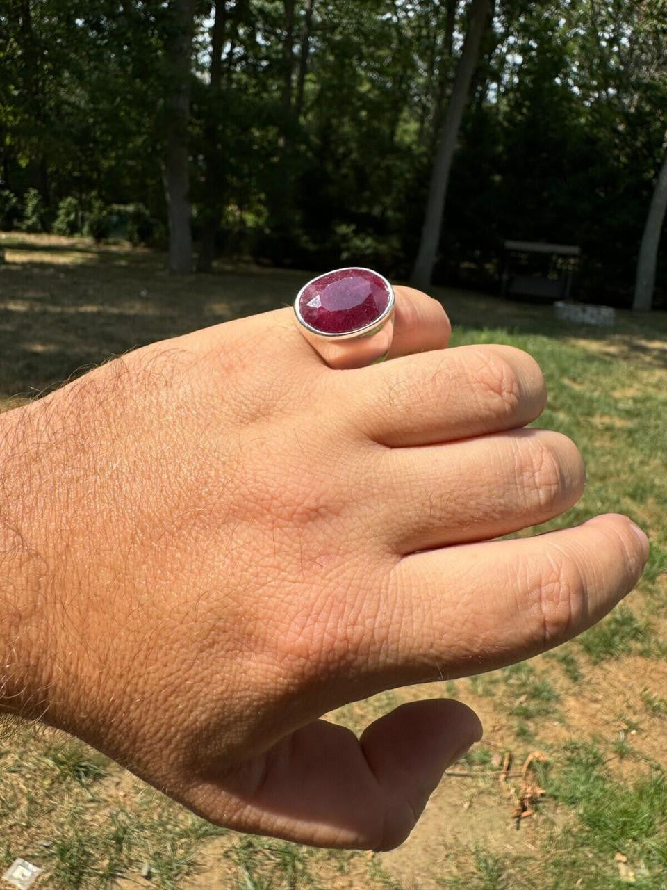 Hollywood Swag Ring - 925 Silver - Genuine Red Ruby Stone