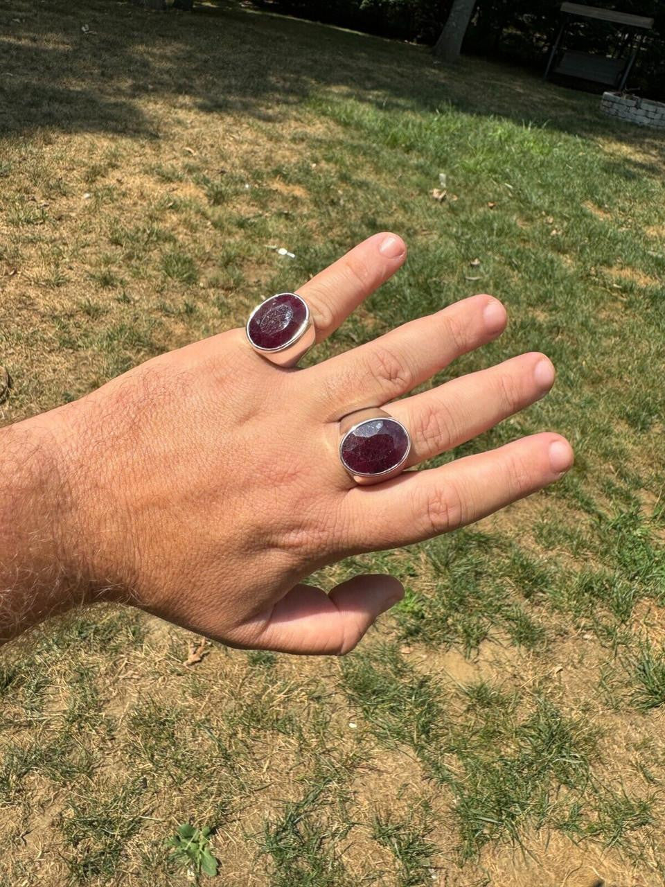 Hollywood Swag Ring - 925 Silver - Genuine Red Ruby Stone