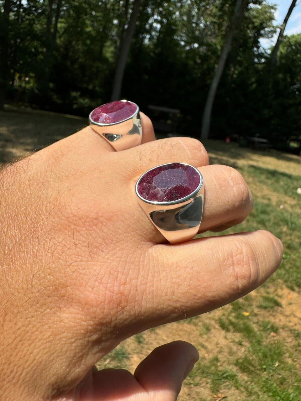 Hollywood Swag Ring - 925 Silver - Genuine Red Ruby Stone