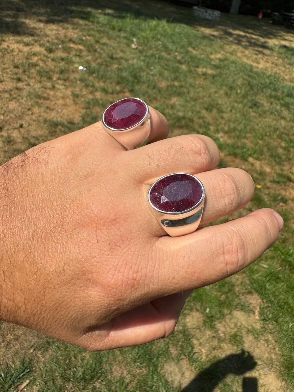 Hollywood Swag Ring - 925 Silver - Genuine Red Ruby Stone