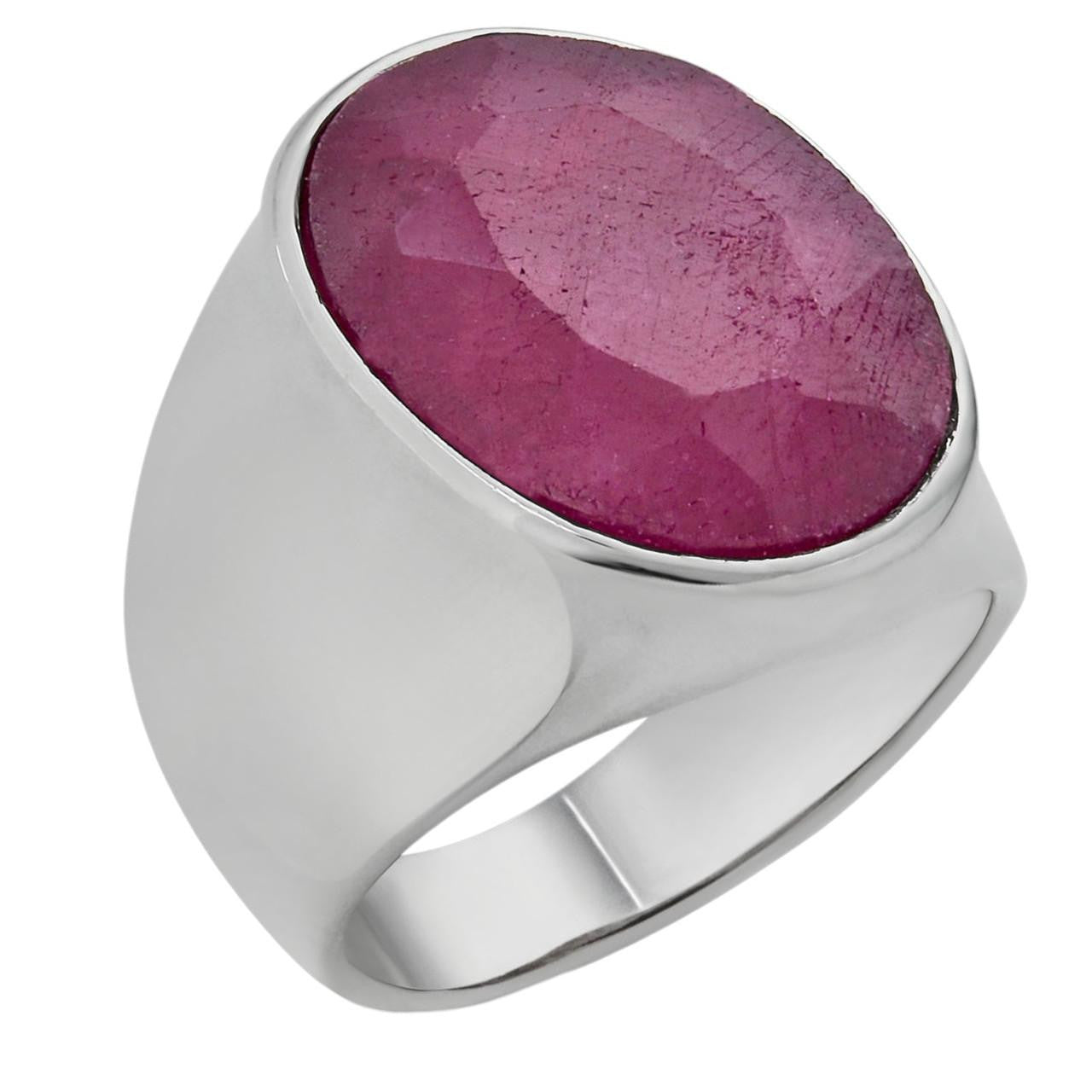 Hollywood Swag Ring - 925 Silver - Genuine Red Ruby Stone