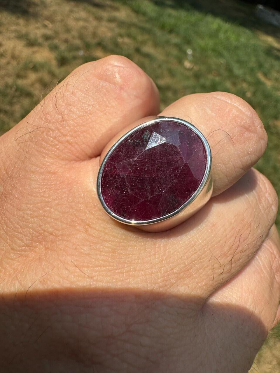 Hollywood Swag Ring - 925 Silver - Genuine Red Ruby Stone