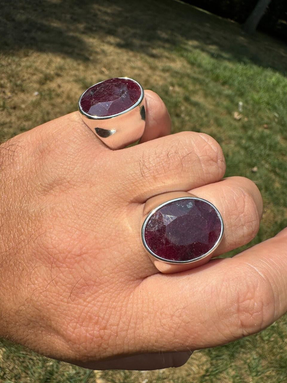 Hollywood Swag Ring - 925 Silver - Genuine Red Ruby Stone