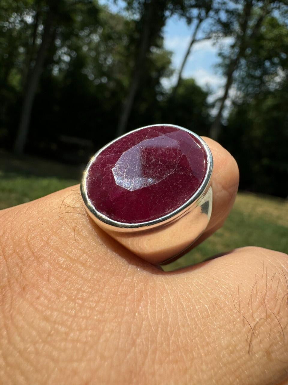 Hollywood Swag Ring - 925 Silver - Genuine Red Ruby Stone